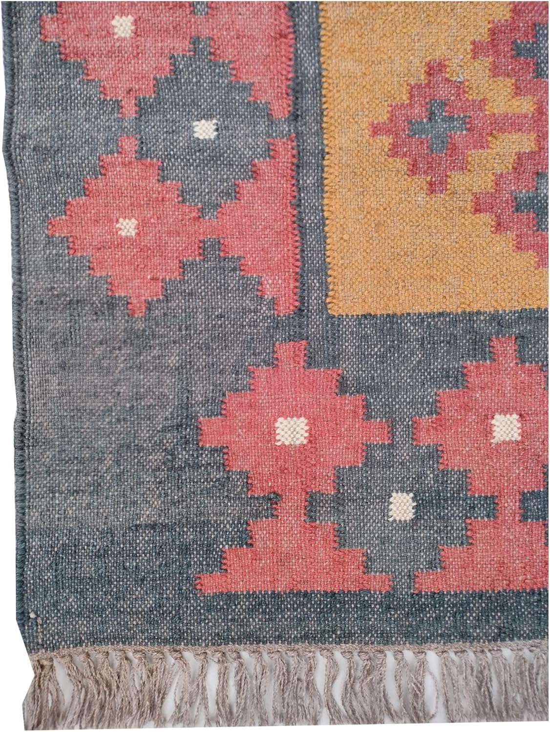 Natural Jute Kilim Dhurrie Rugs,Traditional Wool Jute Rug,Black-multi