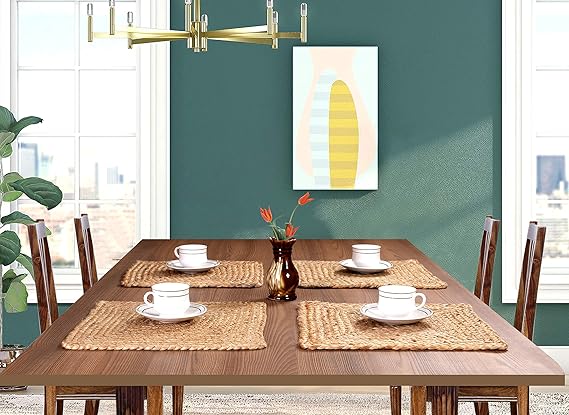 Jute Braided Placemats Set of 4 Reversible, 100% Jute, Jute Placemats for Dining Table