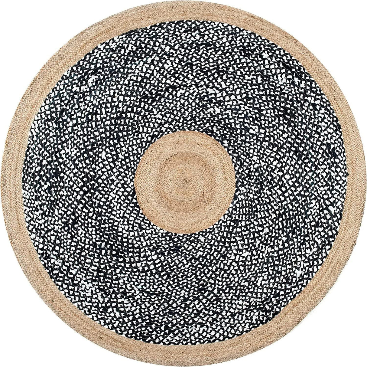 Round Natural Jute Rug – Cotton Blend Hand-Braided Area Rug