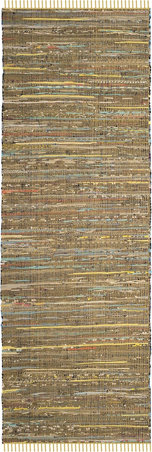 Handmade Boho Stripe Washable Yellow/Multi Cotton Rugs For Living Room