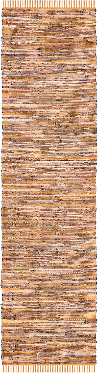 Handmade Boho Stripe Washable Gold/Multi Cotton Rugs For Living Room