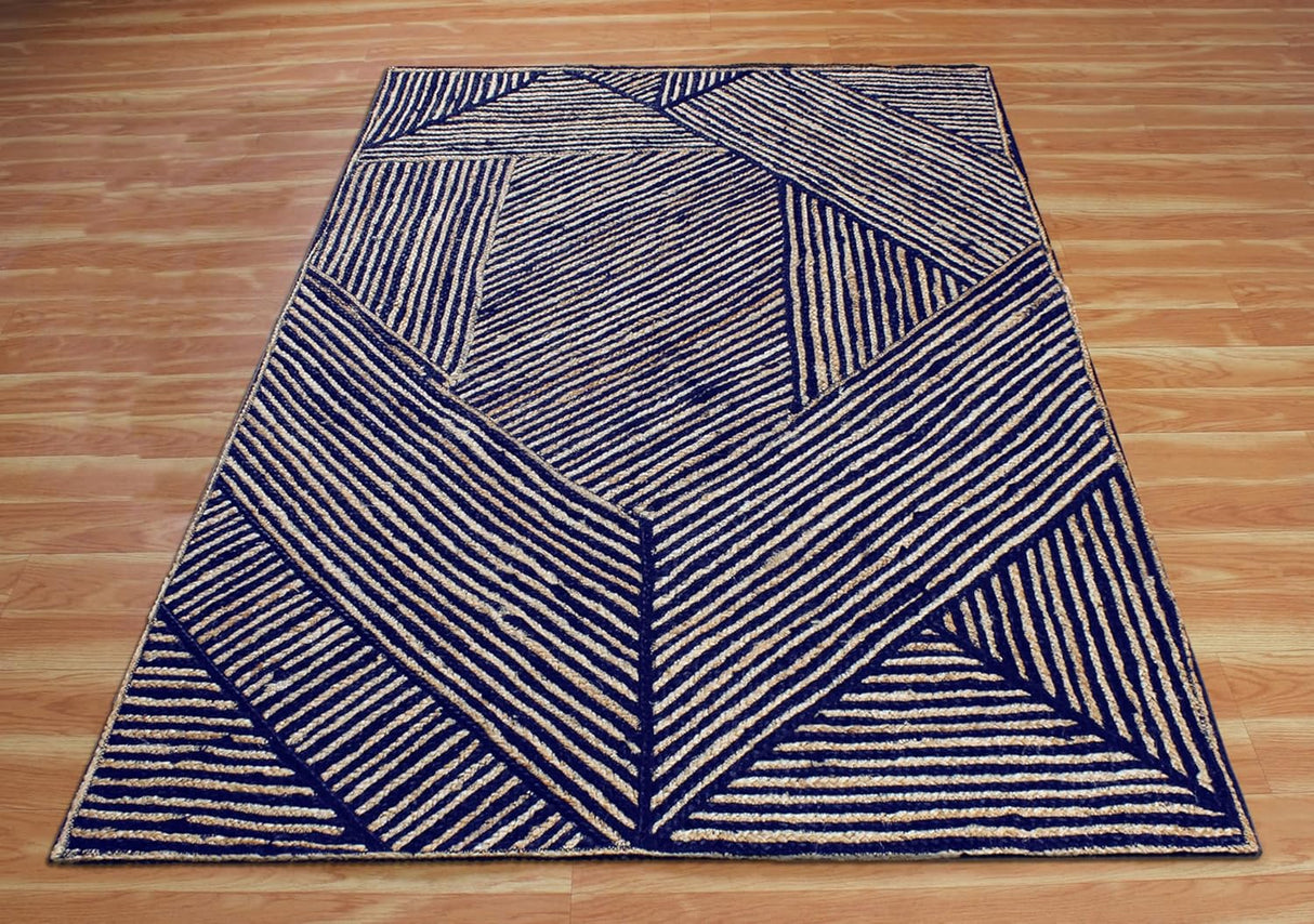 Unique Geometric Jute Rug – Handcrafted Natural Fiber Rug for Modern Spaces