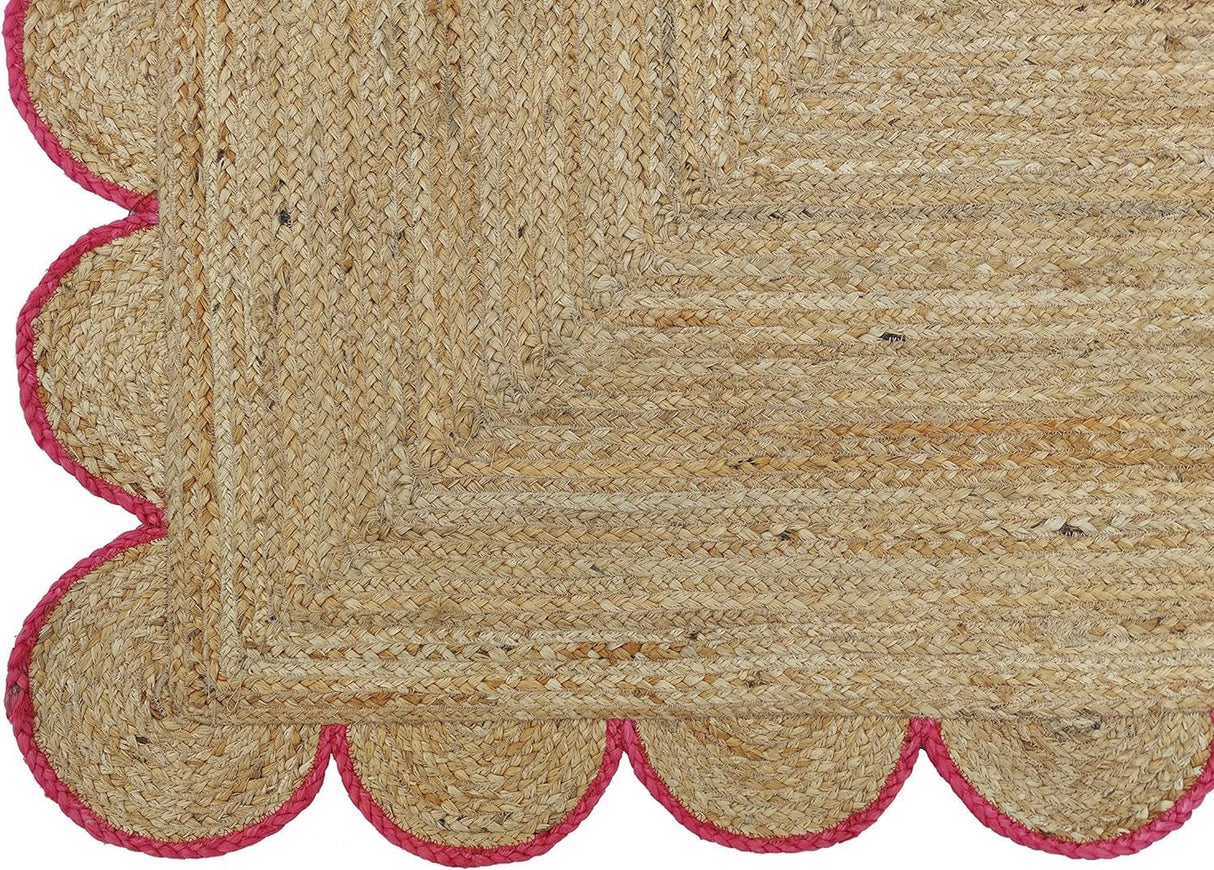 Decorative Scalloped Jute Rug – Handwoven by Village Artisans