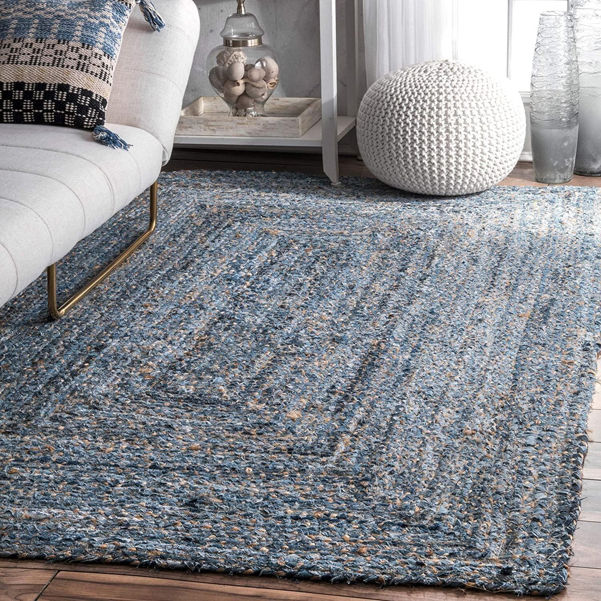 Eco-Friendly Denim Jute Rugs,Blue Carpet