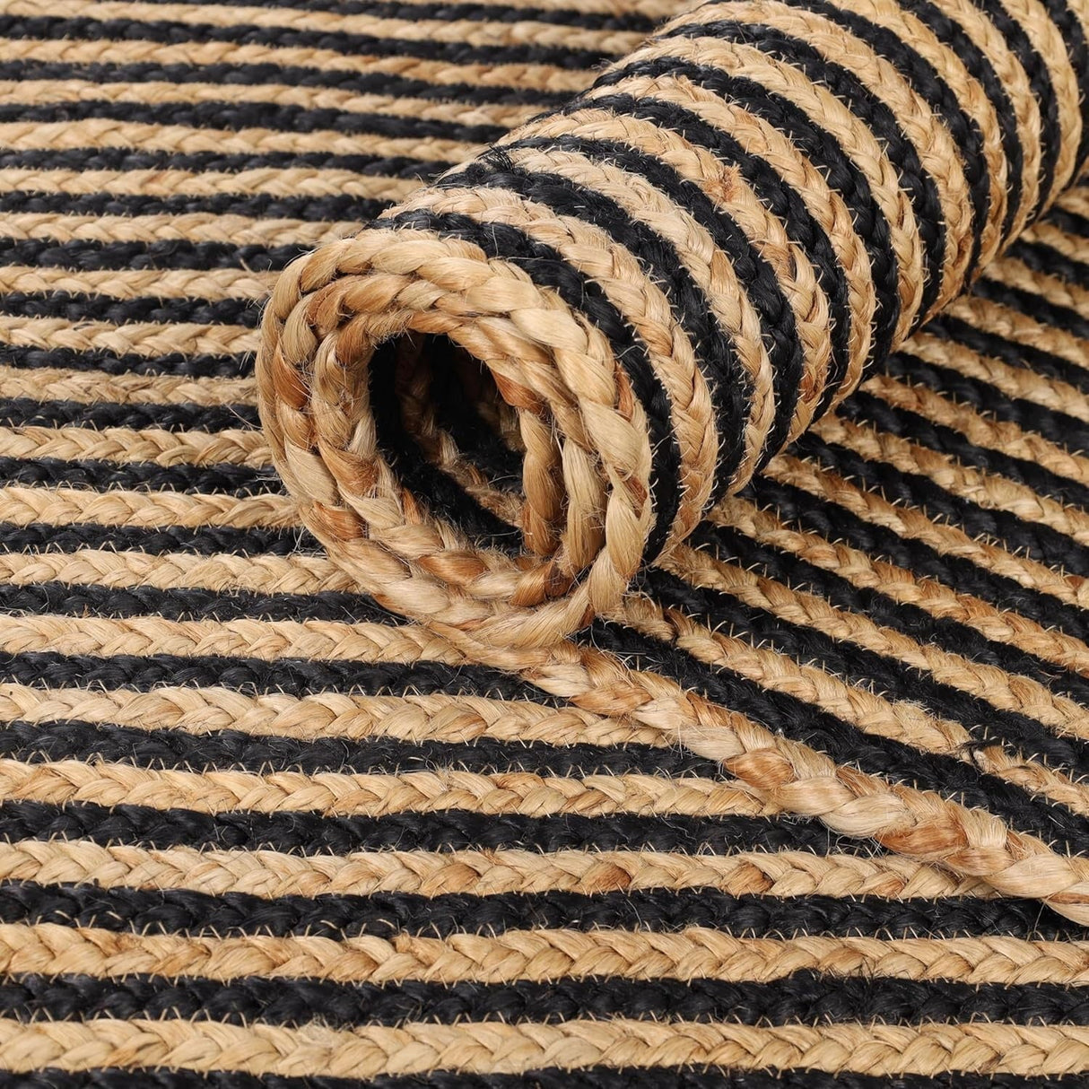 Rustic Bohemian Handwoven Jute Rug – Braided Area Carpet for Home Décor