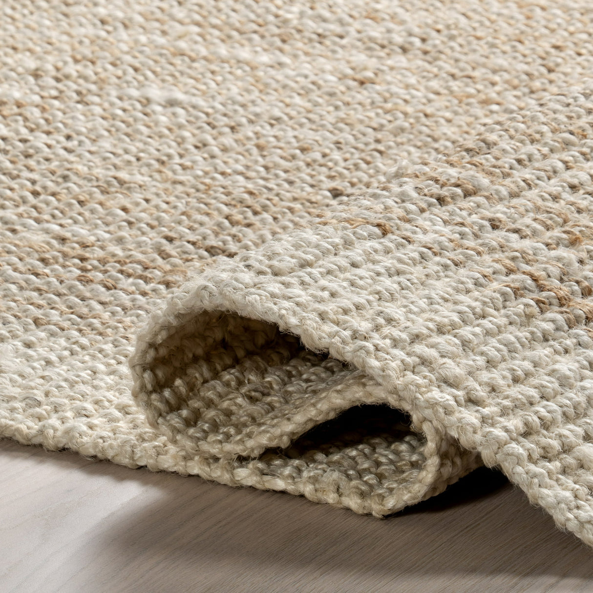 Ivory Classic Striped Border Hemp Jute Area Rug