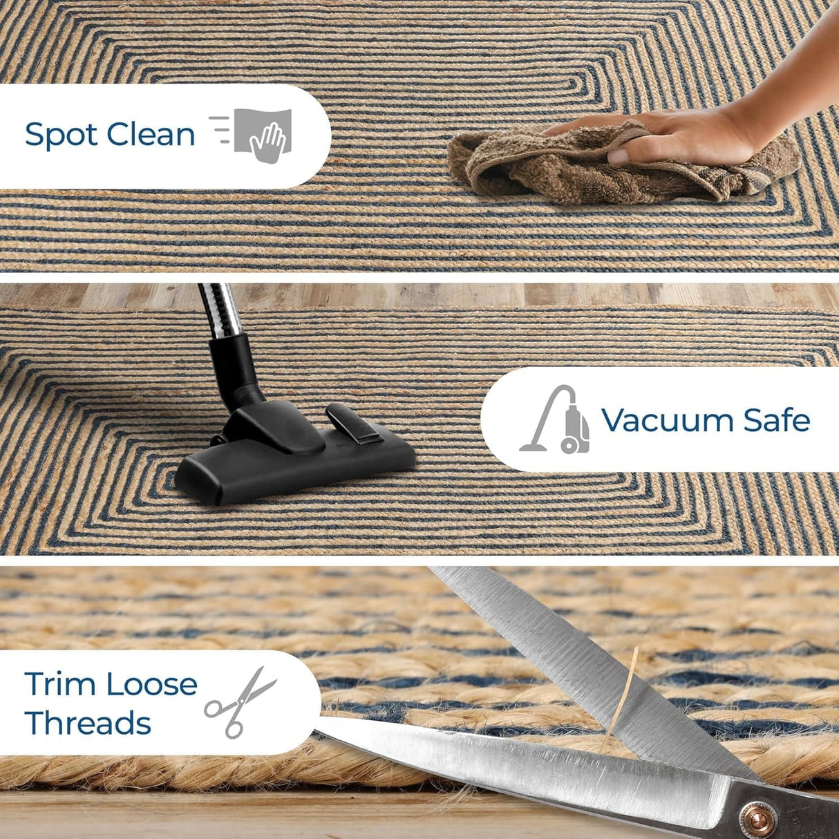 Rustic Bohemian Handwoven Jute Rug – Braided Area Carpet for Home Décor