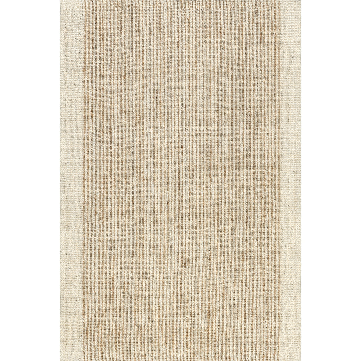 Ivory Classic Striped Border Hemp Jute Area Rug
