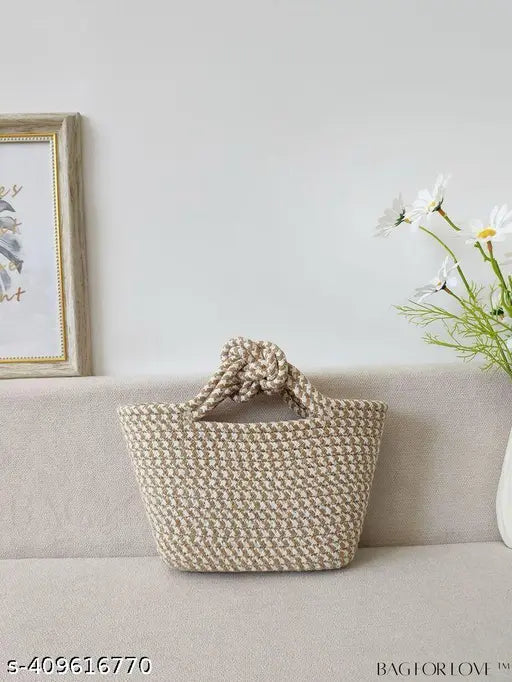 Stylish Handknitted Jute Handheld bag For Women Handheld Bags