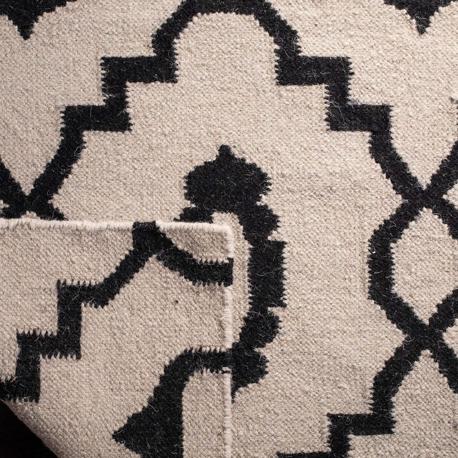 Handmade Kilim Rugs Collection Ivory and Black Premium Wool Area Rugs