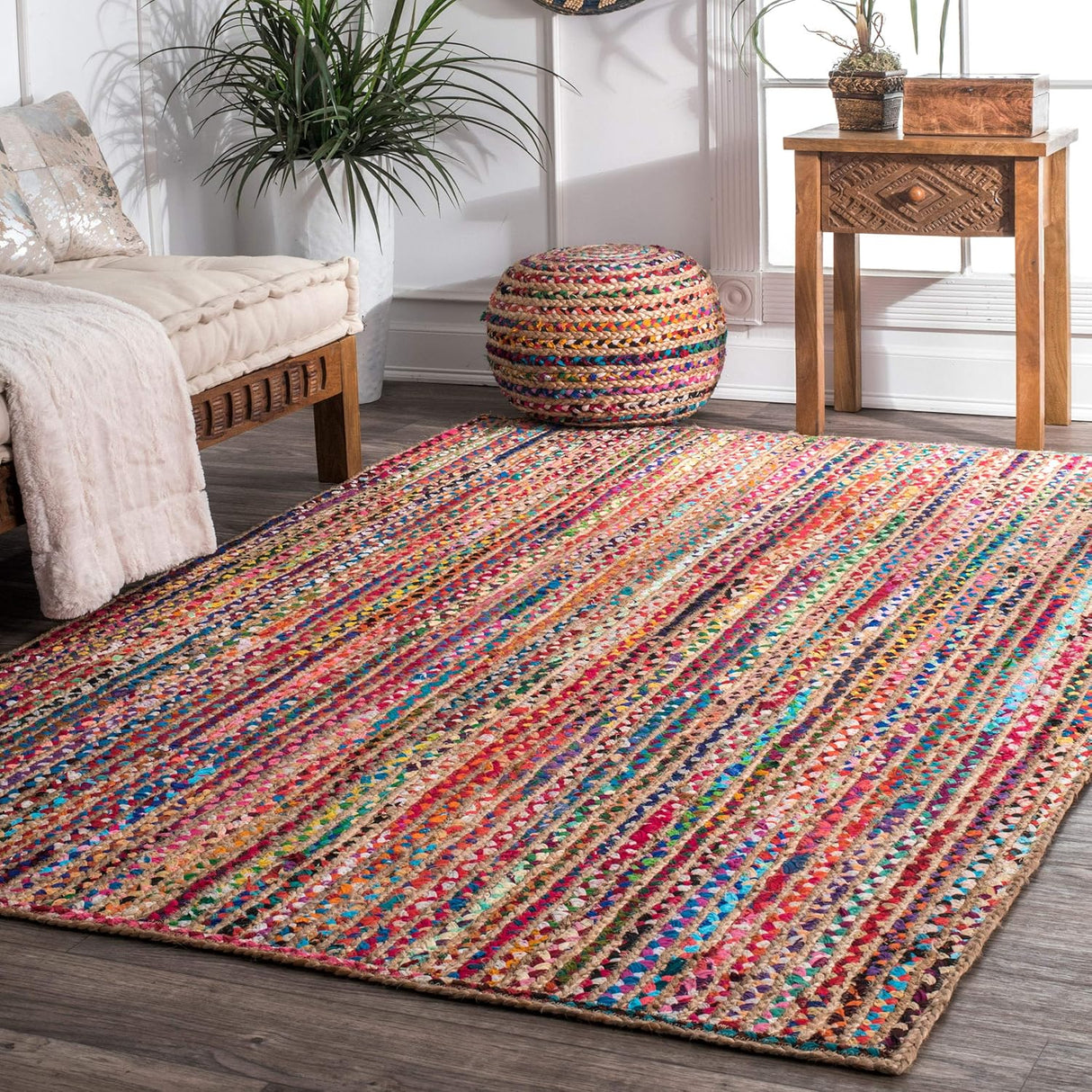 Multi Cotton & Jute Braided Jute Area Rugs