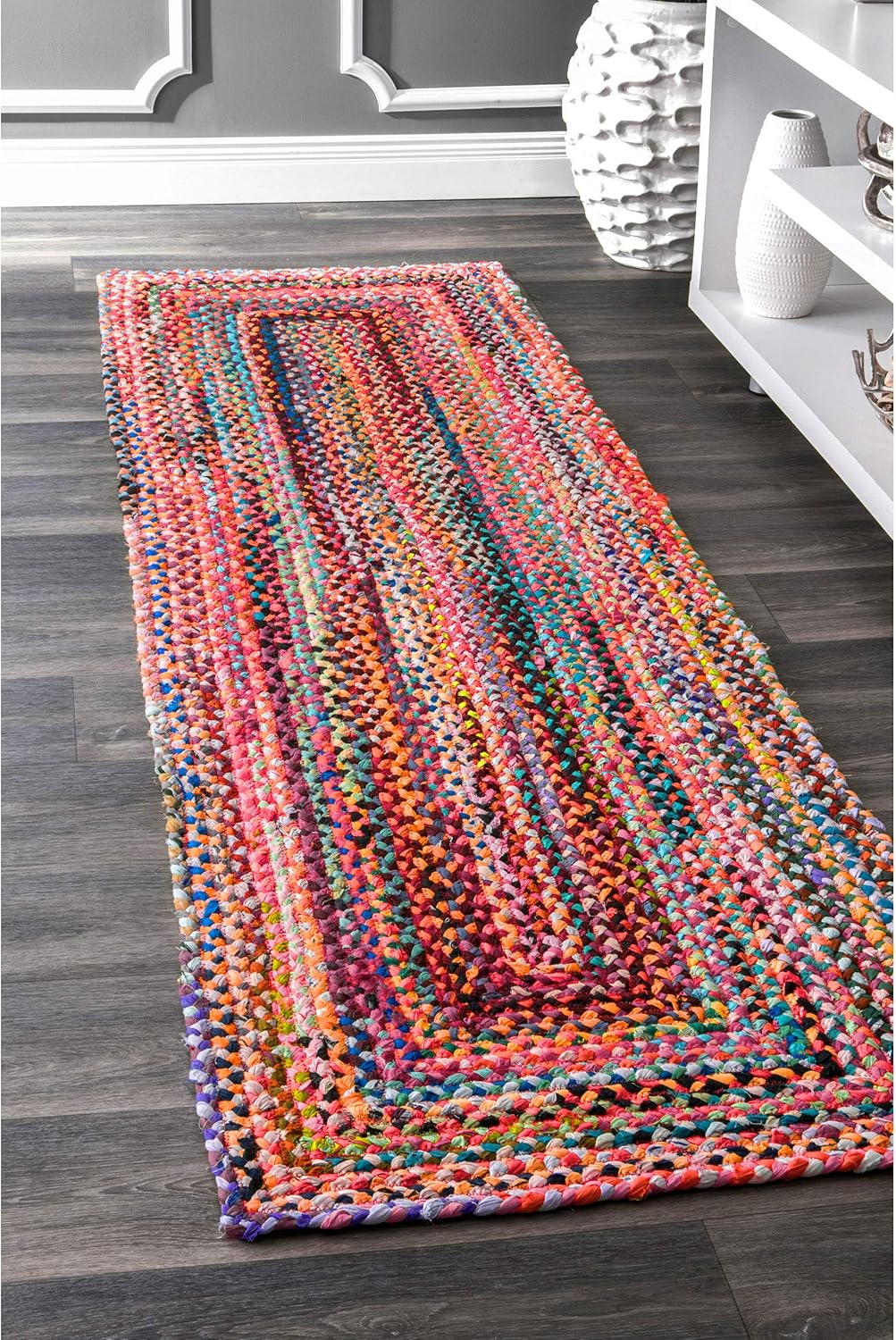 Hand Braided Multi Chindi Cotton Area Rug