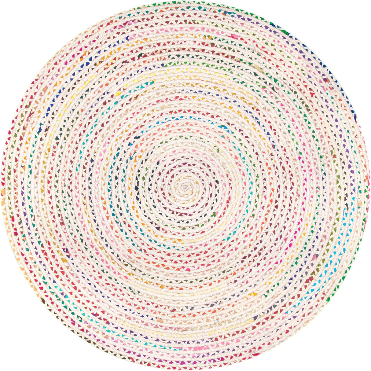 Braided White Ivory Chindi Cotton Area Rug