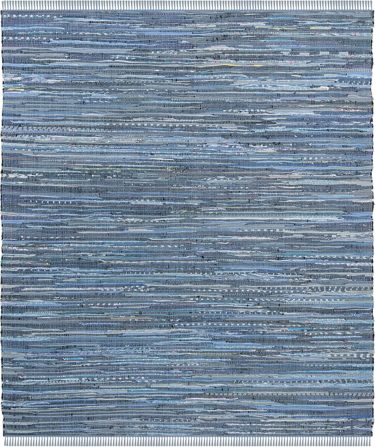 Handmade Boho Stripe Washable Blue/Multi Cotton Area Rug