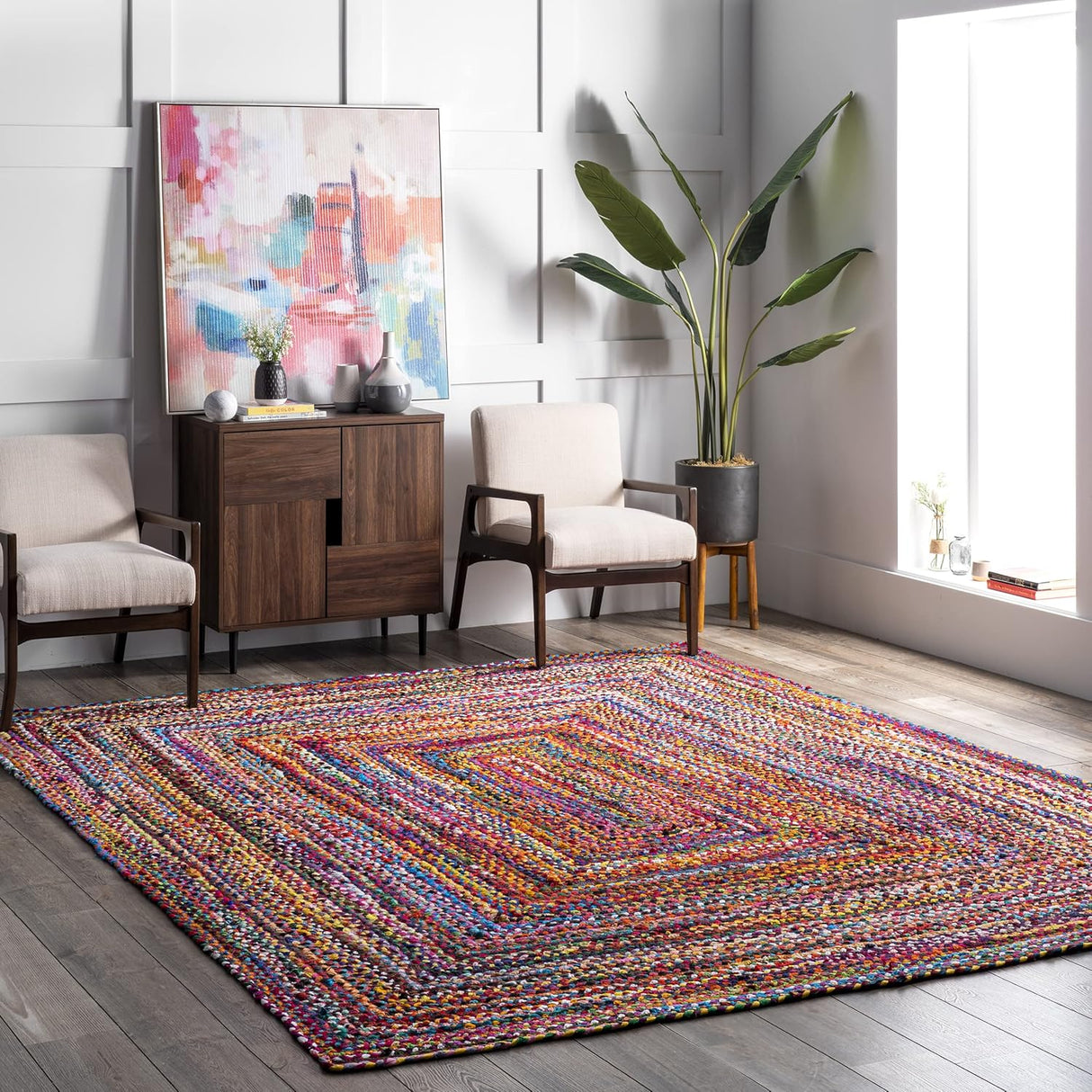 Hand Braided Multi Chindi Cotton Area Rug