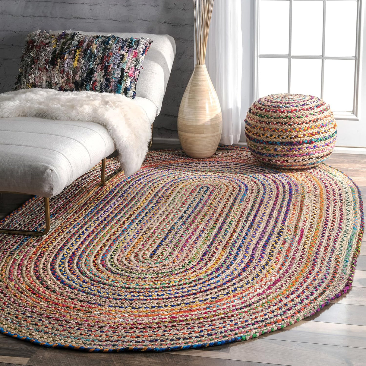 Multi Cotton & Jute Braided Jute Area Rugs