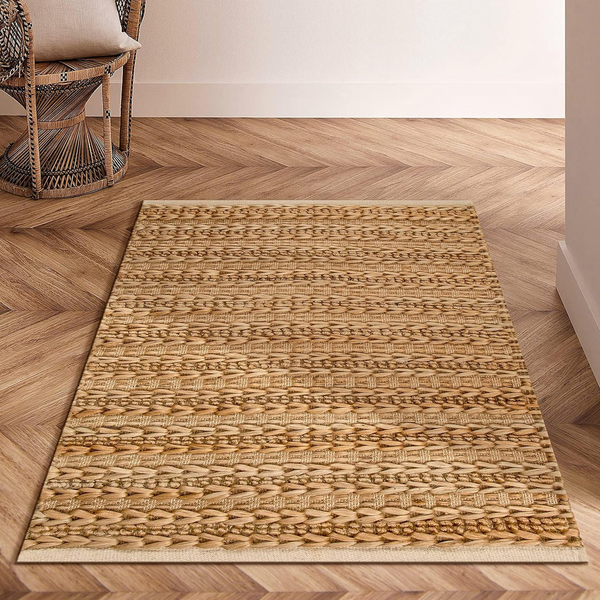 Jute Cotton Patsan Rug Farmhouse Style, Hemp Jute And Cotton Blend Rugs