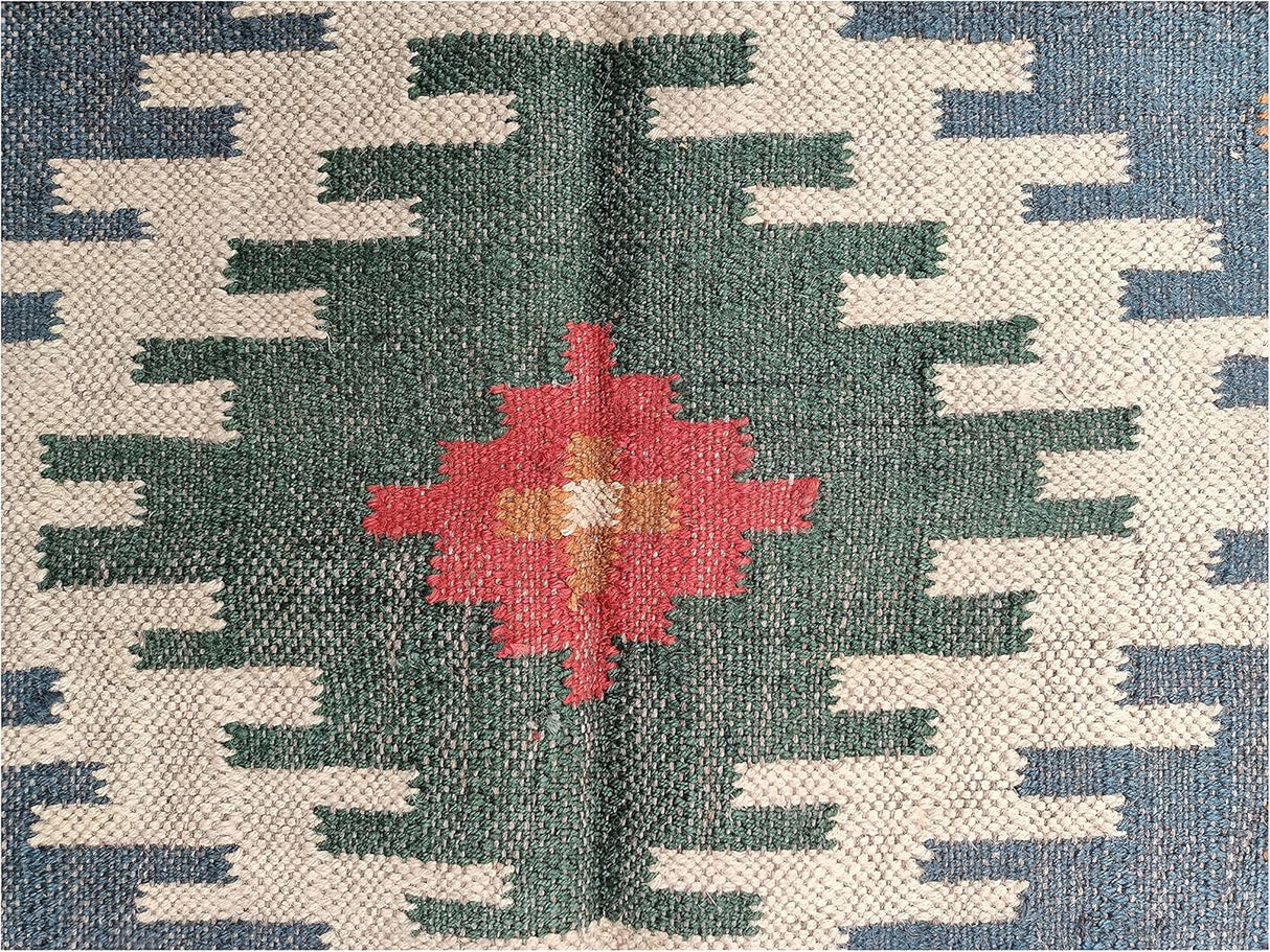 Dhurrie Rug for Living and Bedroom Handmade Flat- Woven Traditional Pettern Indian Kilim Rugs