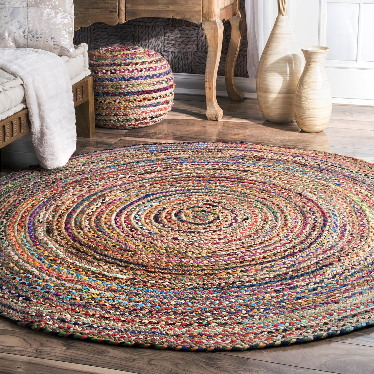 Multi Cotton & Jute Braided Jute Area Rugs
