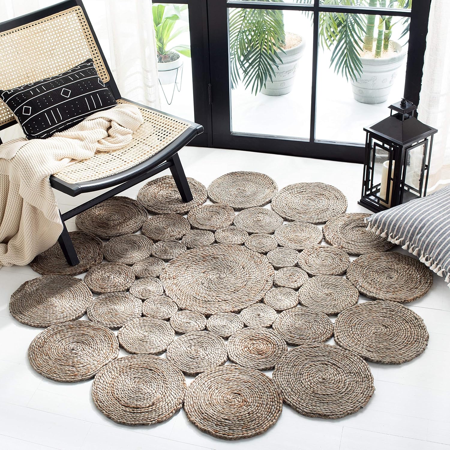 Boho Jute Rug for Office – Handmade Farmhouse Style Carpet