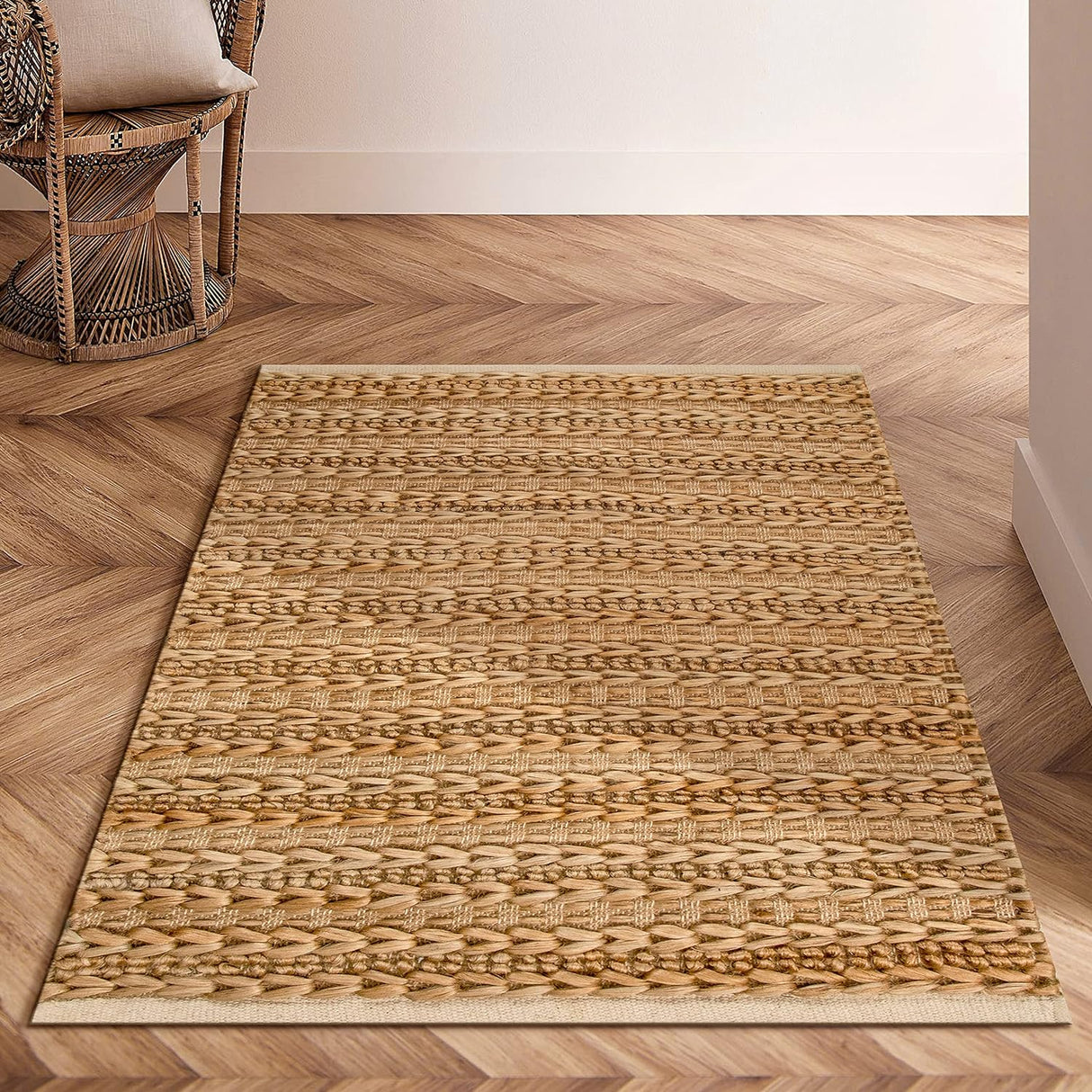 Jute Cotton Patsan Rug Farmhouse Style, Hemp Jute And Cotton Blend Rugs