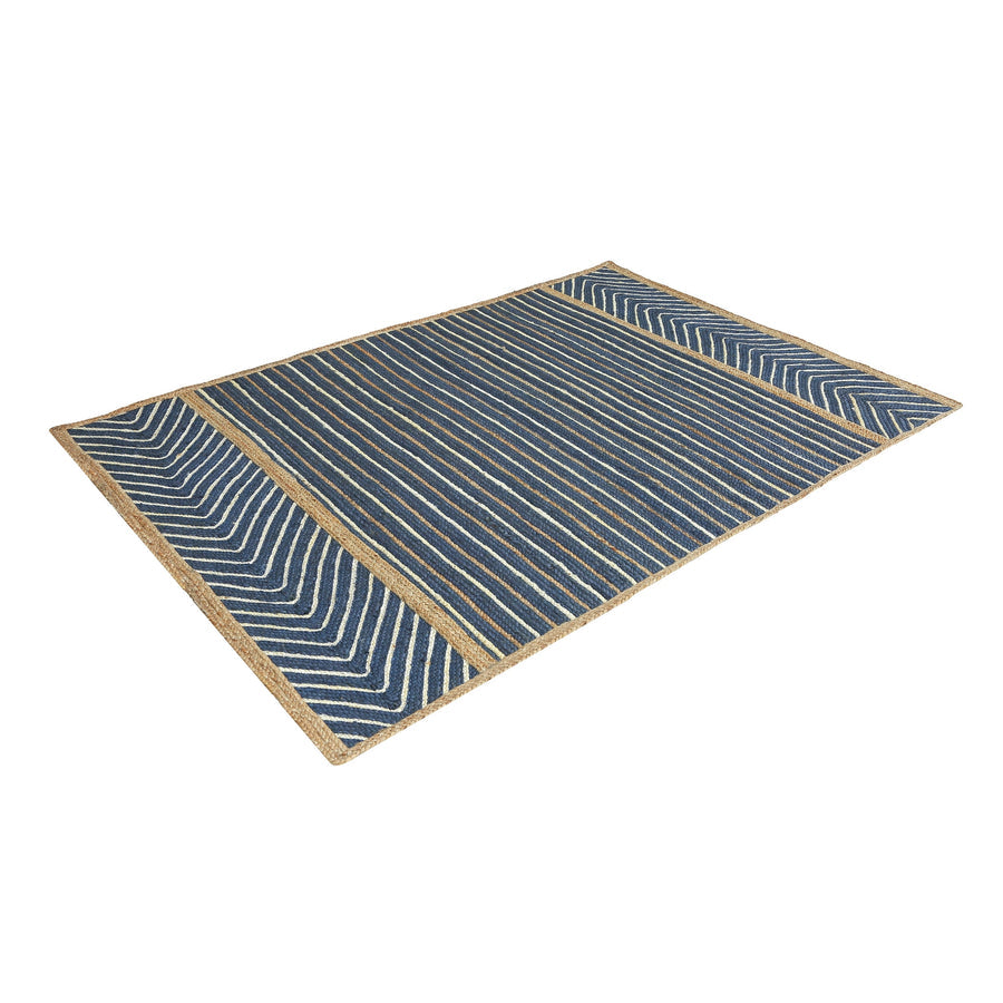 Eco-Friendly Blue White Area Rug – Natural Fiber Handwoven Floor Mat