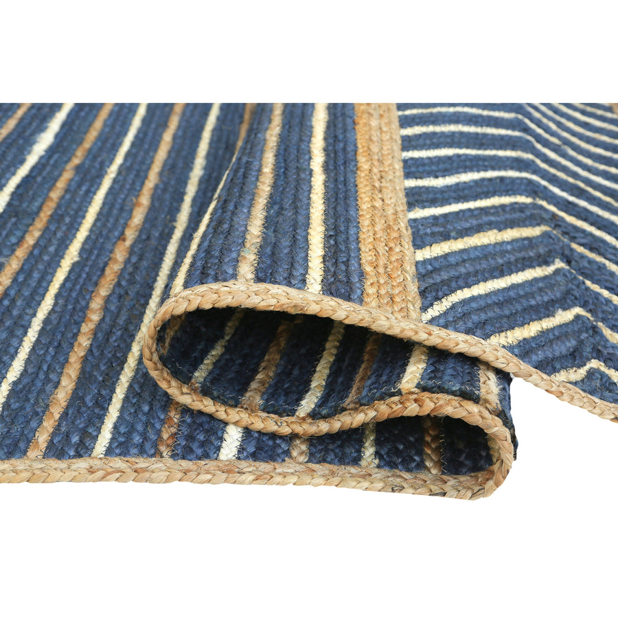 Eco-Friendly Blue White Area Rug – Natural Fiber Handwoven Floor Mat