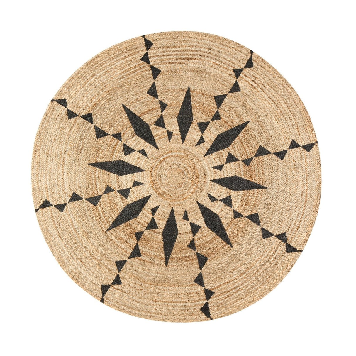 Boho Round Jute Rug – Hand-Braided Natural Fiber Floor Accent