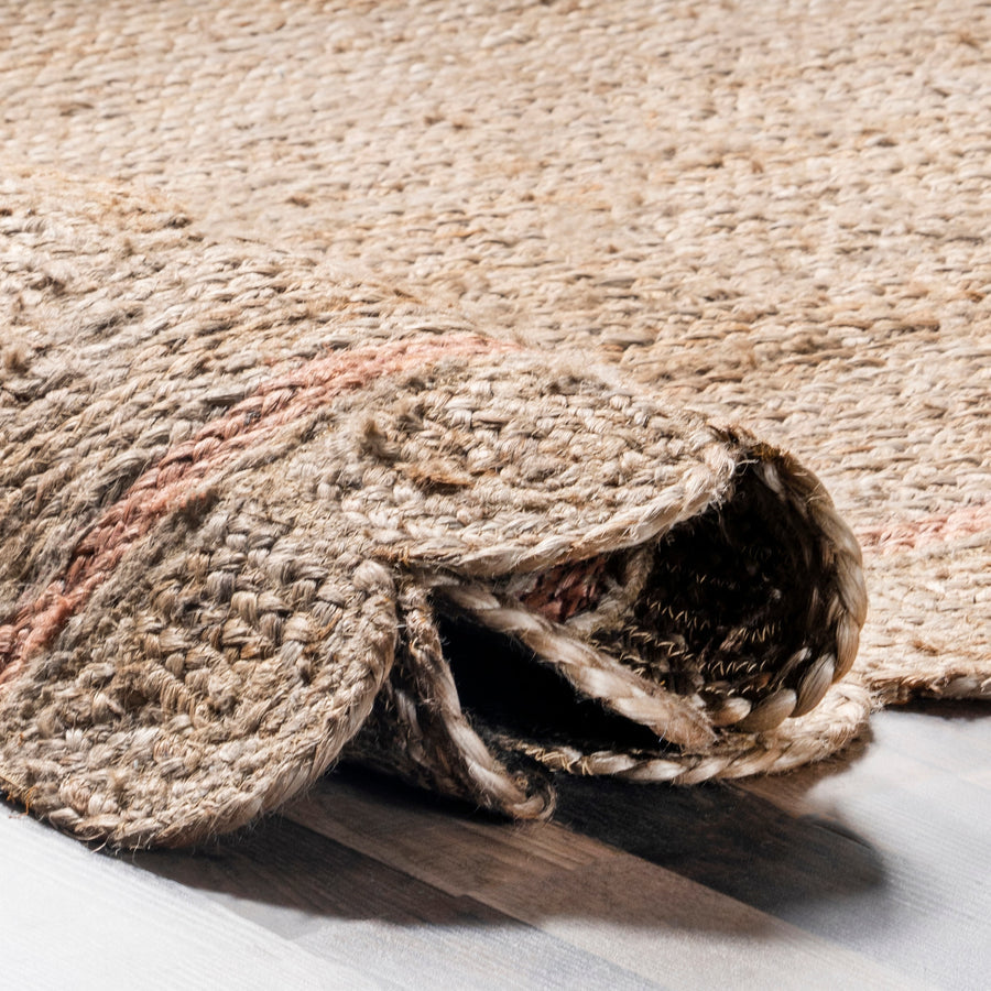 Scalloped Edge Jute Rug – Handmade Braided Natural Fiber Area Carpet