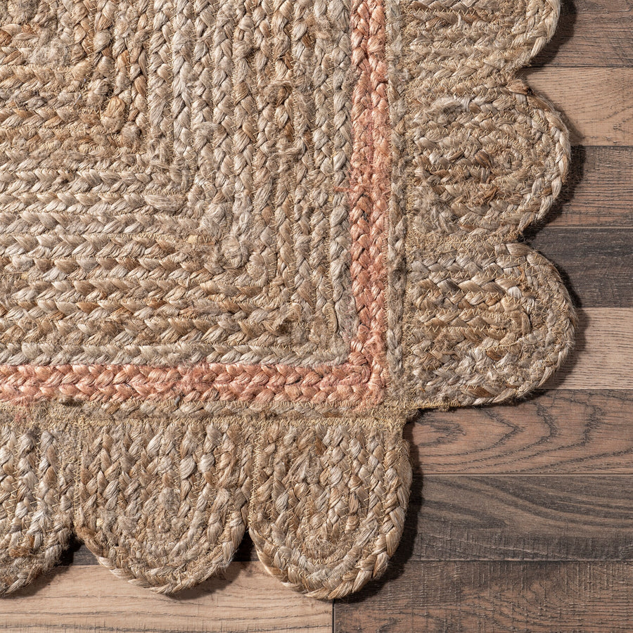 Scalloped Edge Jute Rug – Handmade Braided Natural Fiber Area Carpet