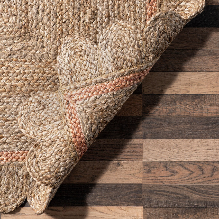 Scalloped Edge Jute Rug – Handmade Braided Natural Fiber Area Carpet
