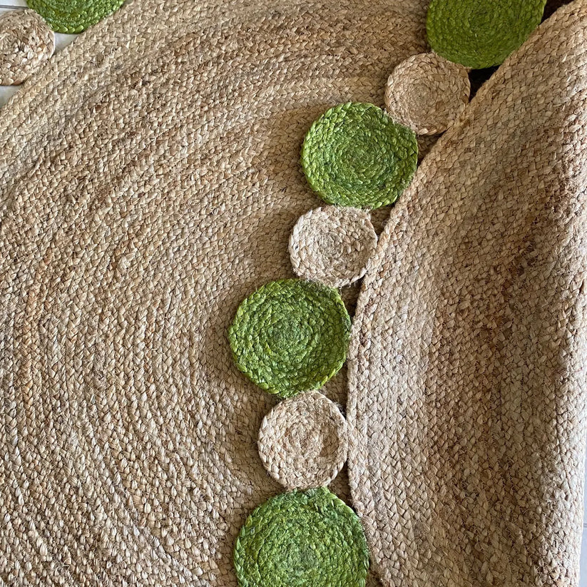 Jute and Chindi Floral Braided Rug – Natural Handwoven Area Mat