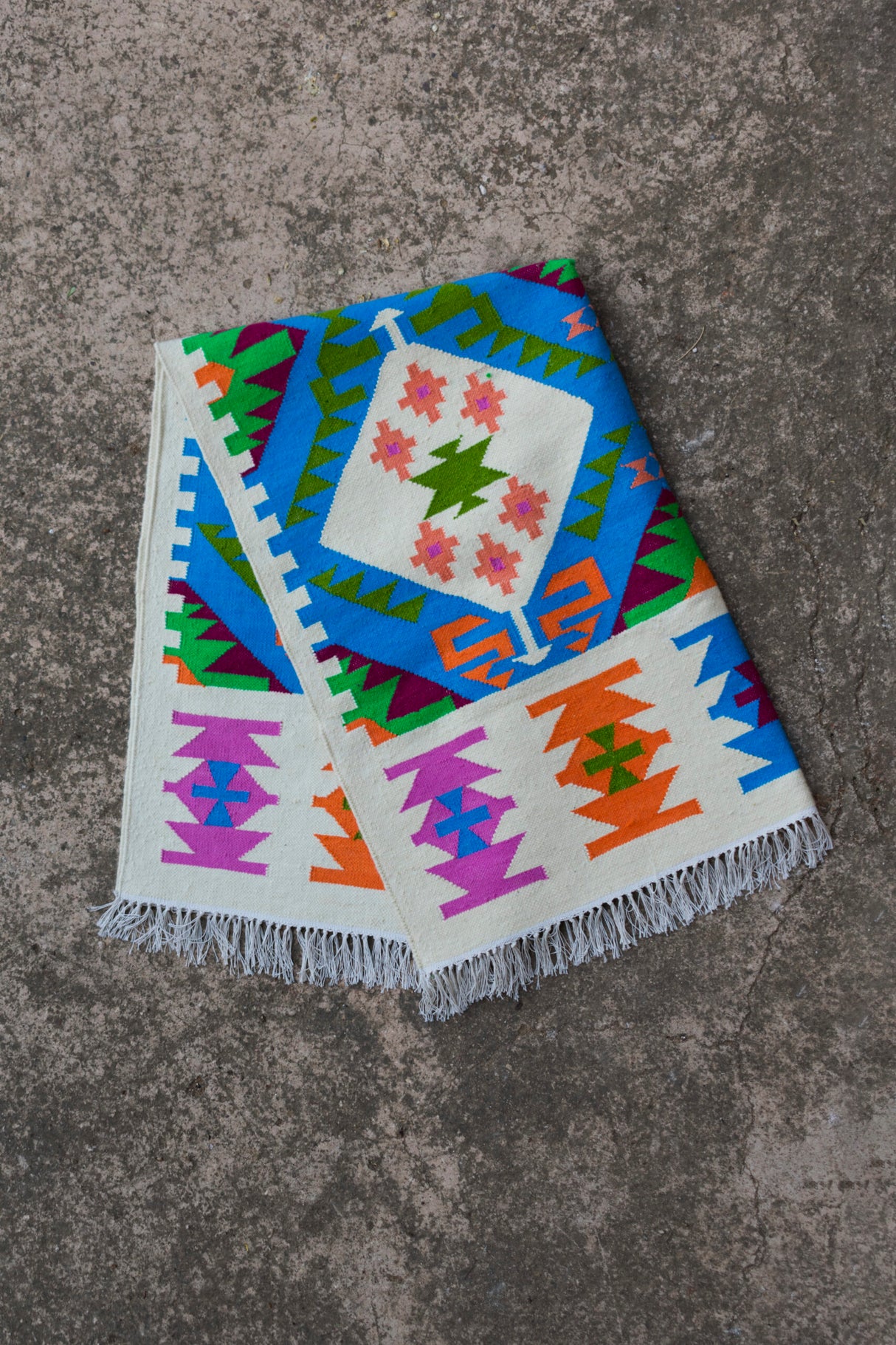 Colorful Kilim Rug Handmade, Woolen Rug