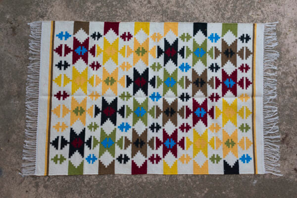 Bohemian Natural Wool Kilim Dhurrie Rugs