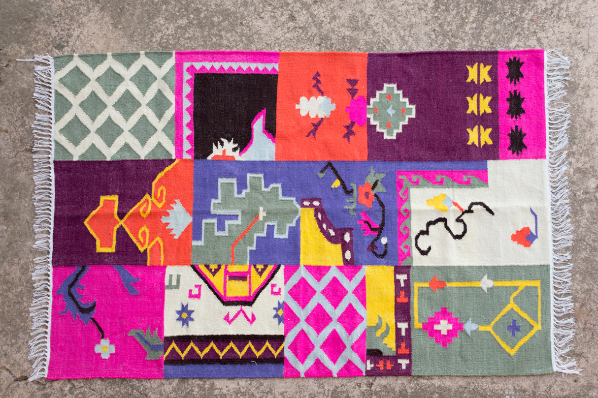 Natural Jute Kilim Dhurrie Rugs Handwoven Kilim Rug, Wool Rug, Boho Rug