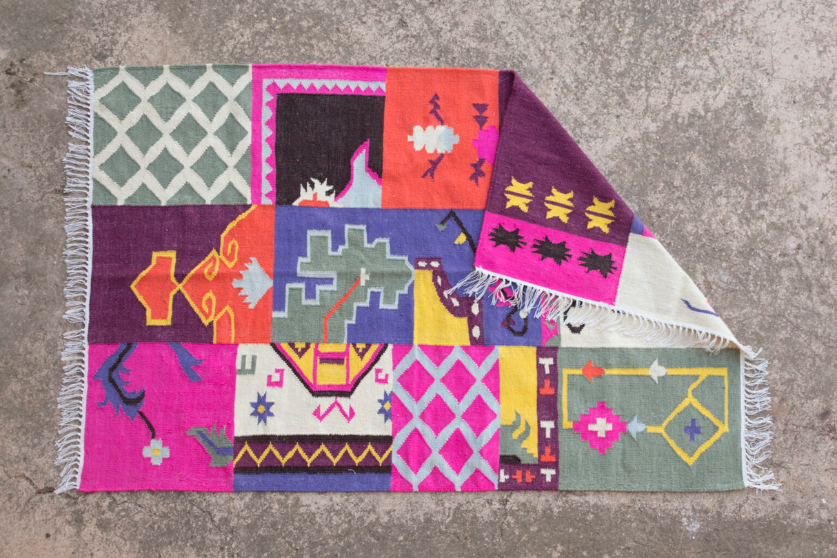 Natural Jute Kilim Dhurrie Rugs Handwoven Kilim Rug, Wool Rug, Boho Rug