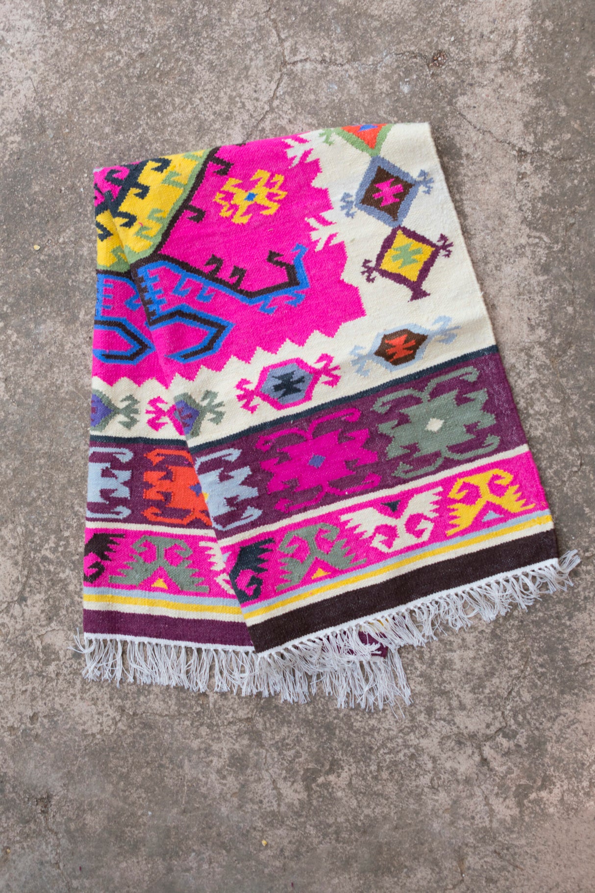 Colorful Wool Kilim Rug Handwoven Modern Rug
