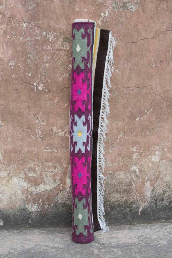 Colorful Wool Kilim Rug Handwoven Modern Rug