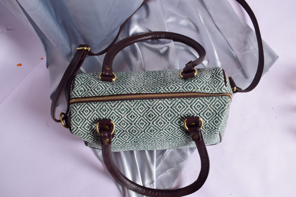 Diamond Pattern Dhurrie Duffle Bag,Eco-Friendly Boho Bags