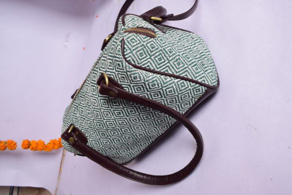 Diamond Pattern Dhurrie Duffle Bag,Eco-Friendly Boho Bags