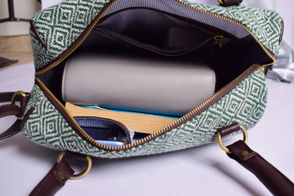 Diamond Pattern Dhurrie Duffle Bag,Eco-Friendly Boho Bags