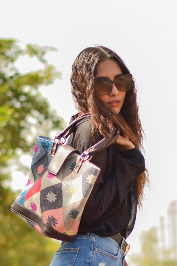 Handmade Indian Dhurrie Bags,Colorful Box Handbag