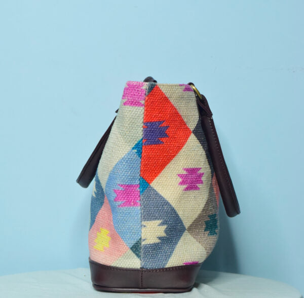 Handmade Indian Dhurrie Bags,Colorful Box Handbag