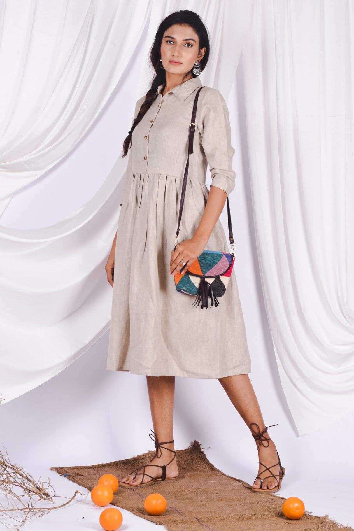 Bohemian Dhurrie Bags,Triangular Light Tryst Sling Bag