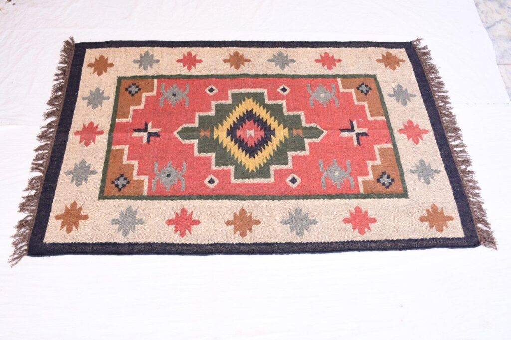 Kilim Style Rug, Wool Jute Kilim Rug