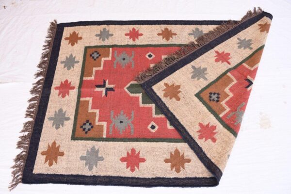 Kilim Style Rug, Wool Jute Kilim Rug