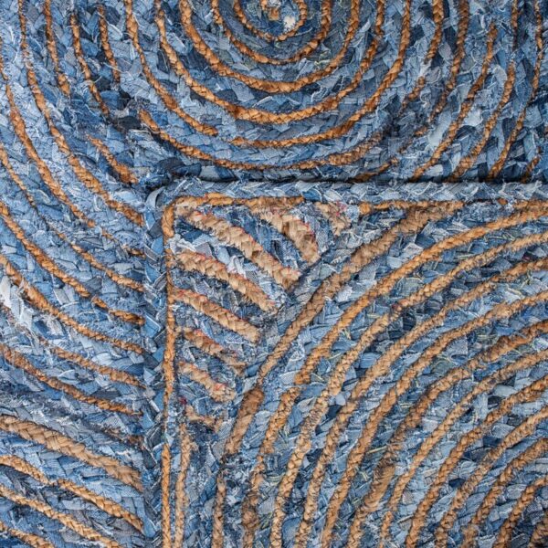 Blue Hand Braided Denim Jute Recycle Rug