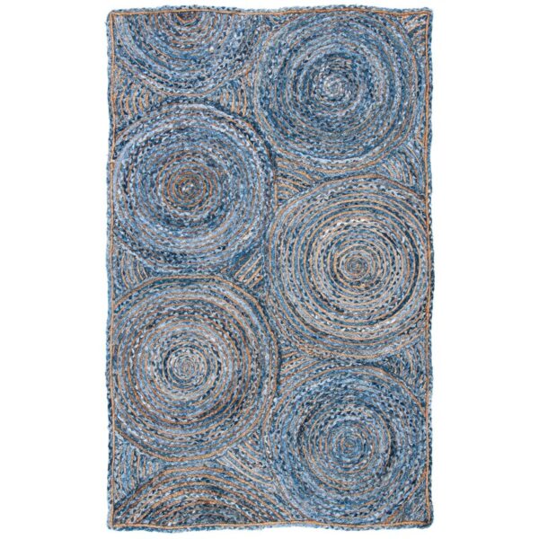 Blue Hand Braided Denim Jute Recycle Rug