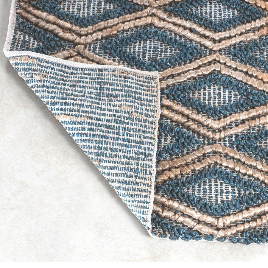 Handmade Blue/Brown Bohemian Jute Rug