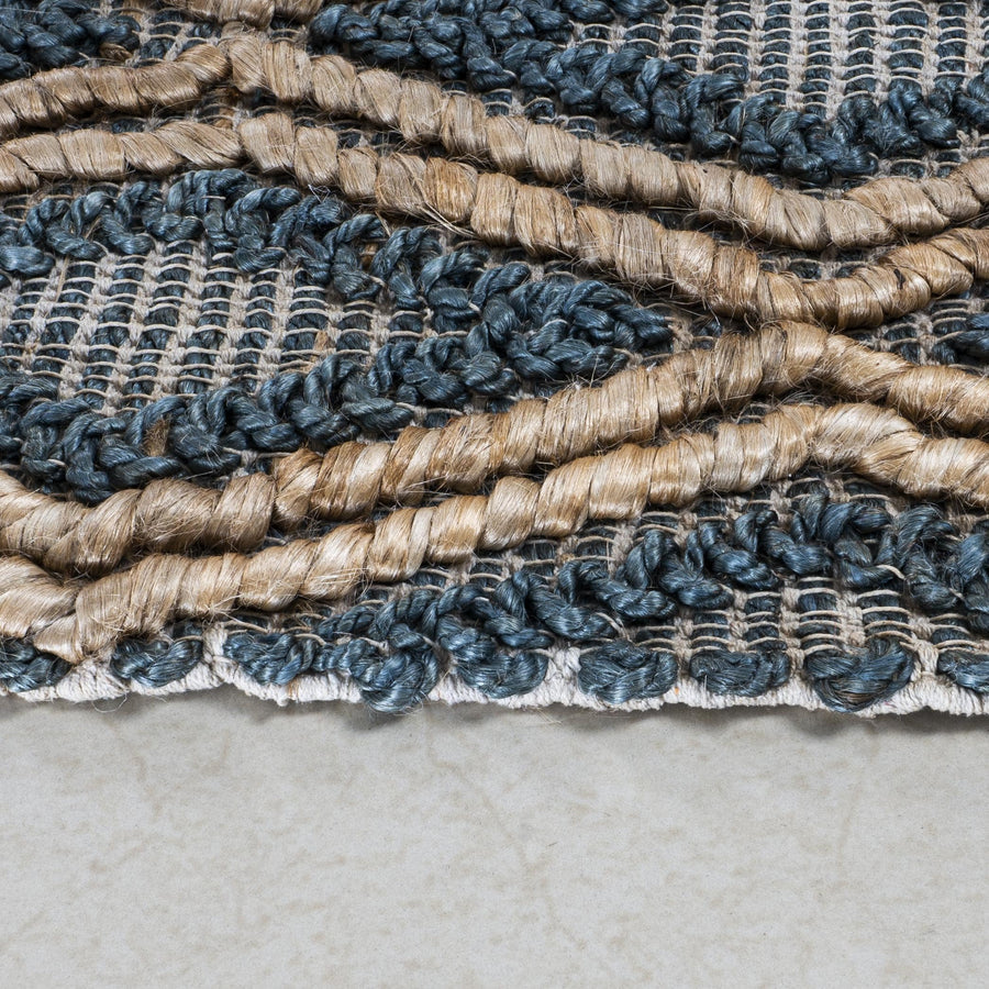 Handmade Blue/Brown Bohemian Jute Rug